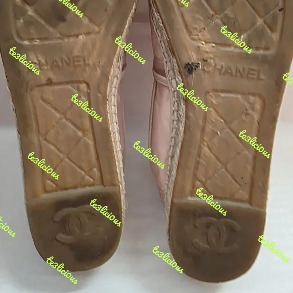 CHANEL 19P PINK MESH GROSSGRAIN ESPADRILLES - Picture 9 of 12